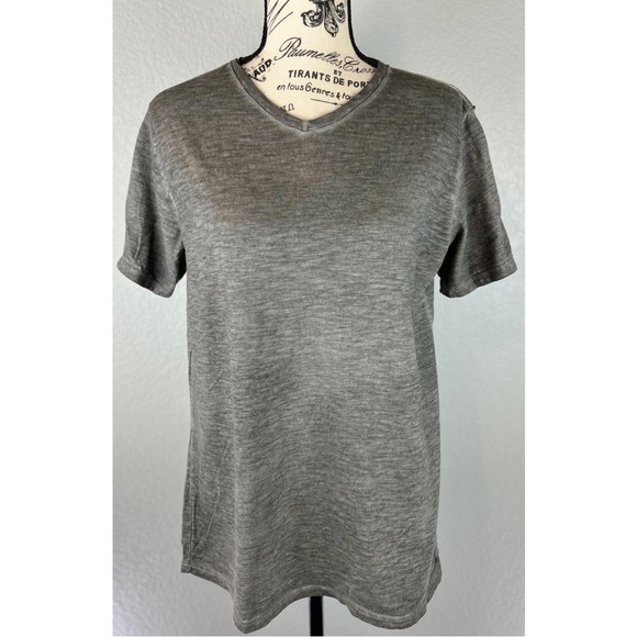 M.I.D.A. Undici Tops - M.I.D.A. Undici Italy Burnout V-Neck T-Shirt Gray/Black Tee, Sz Small